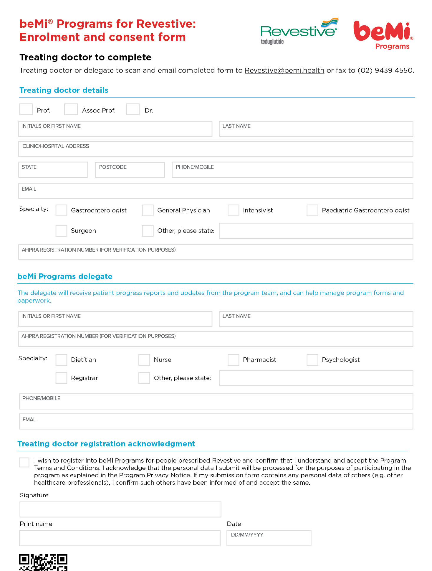 Program enrolment form